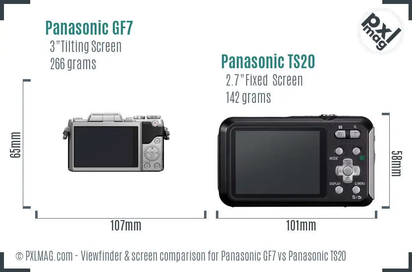 Panasonic GF7 vs Panasonic TS20 Screen and Viewfinder comparison