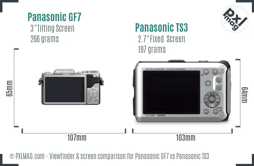 Panasonic GF7 vs Panasonic TS3 Screen and Viewfinder comparison