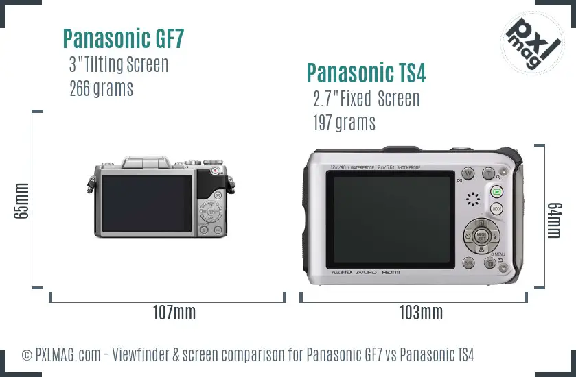 Panasonic GF7 vs Panasonic TS4 Screen and Viewfinder comparison