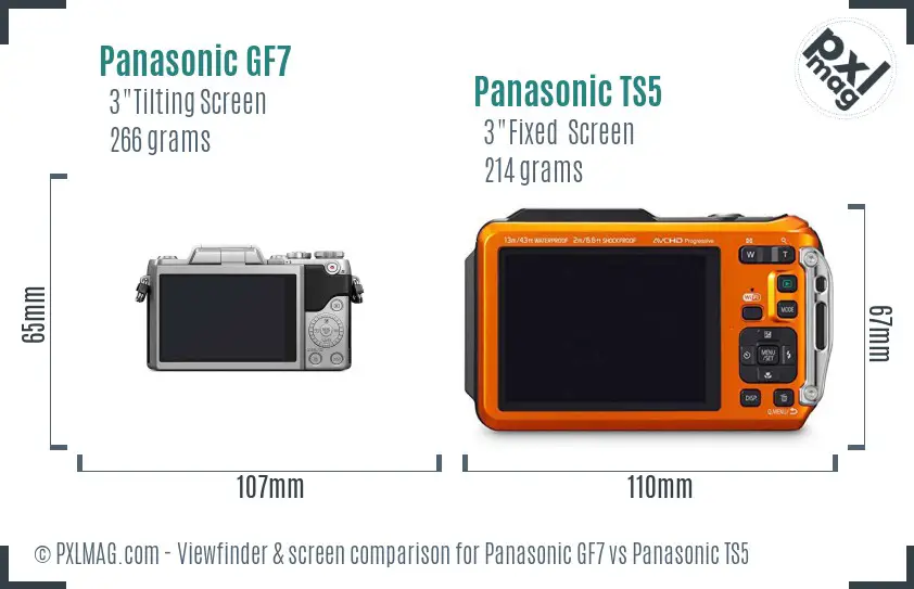 Panasonic GF7 vs Panasonic TS5 Screen and Viewfinder comparison