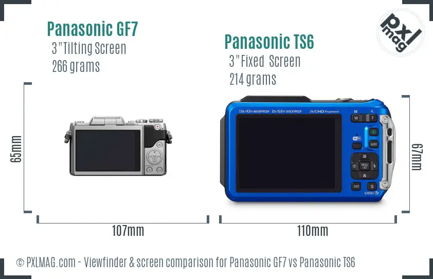 Panasonic GF7 vs Panasonic TS6 Screen and Viewfinder comparison