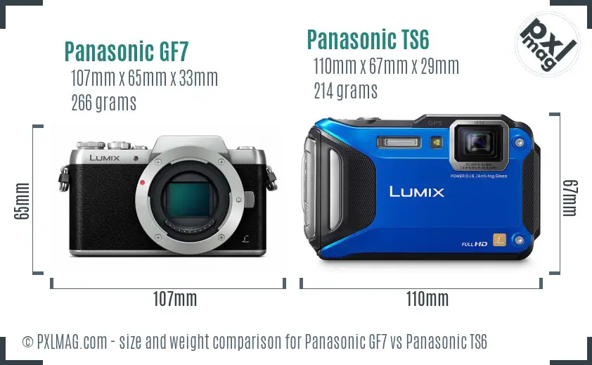 Panasonic GF7 vs Panasonic TS6 size comparison
