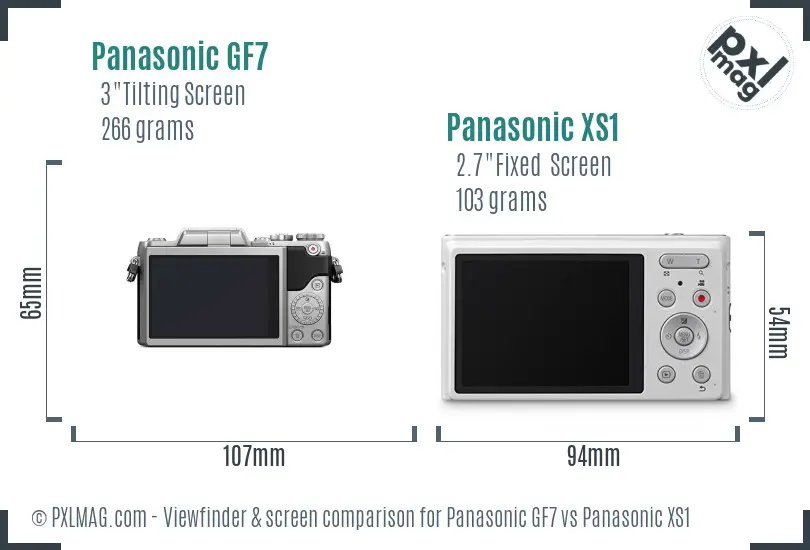 Panasonic GF7 vs Panasonic XS1 Screen and Viewfinder comparison