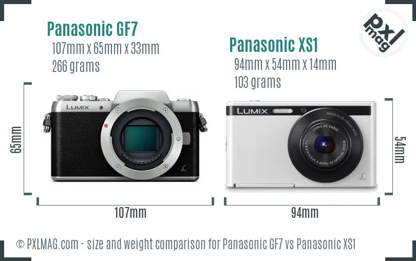 Panasonic GF7 vs Panasonic XS1 size comparison
