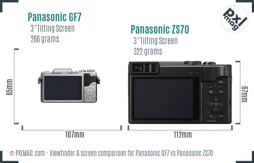 Panasonic GF7 vs Panasonic ZS70 Screen and Viewfinder comparison