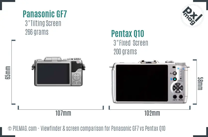 Panasonic GF7 vs Pentax Q10 Screen and Viewfinder comparison