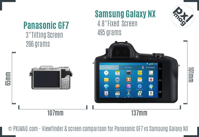 Panasonic GF7 vs Samsung Galaxy NX Screen and Viewfinder comparison