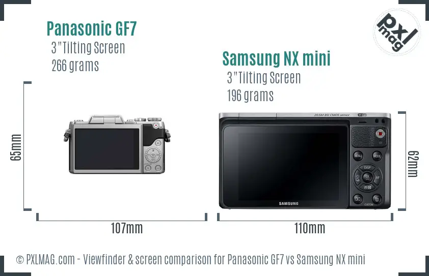 Panasonic GF7 vs Samsung NX mini Screen and Viewfinder comparison
