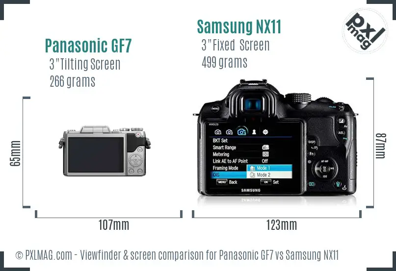 Panasonic GF7 vs Samsung NX11 Screen and Viewfinder comparison