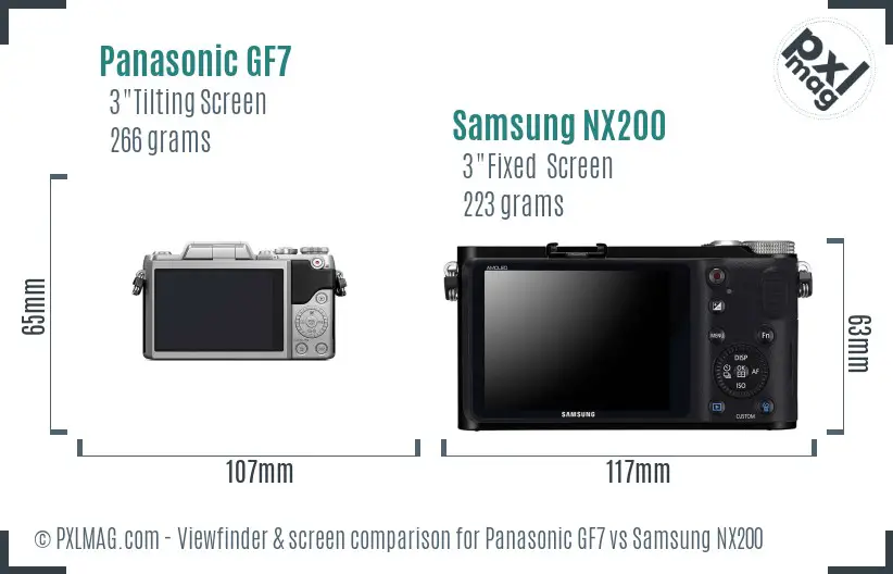 Panasonic GF7 vs Samsung NX200 Screen and Viewfinder comparison Panasonic GF7 vs Samsung NX200 Screen and Viewfinder comparison