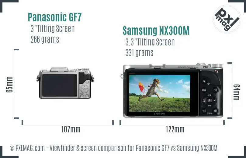 Panasonic GF7 vs Samsung NX300M Screen and Viewfinder comparison