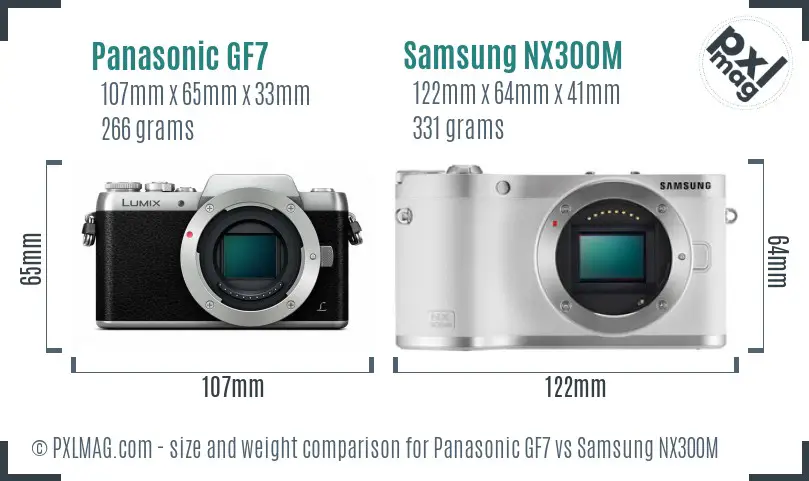 Panasonic GF7 vs Samsung NX300M size comparison