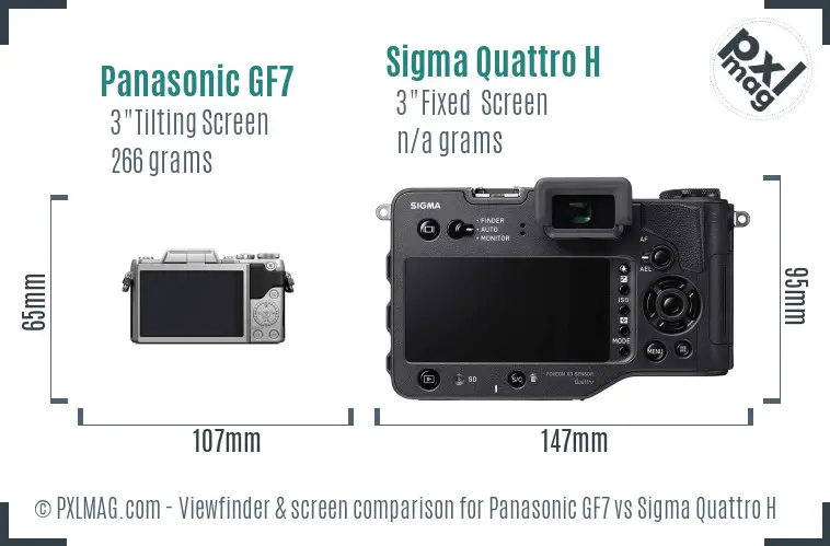 Panasonic GF7 vs Sigma Quattro H Screen and Viewfinder comparison