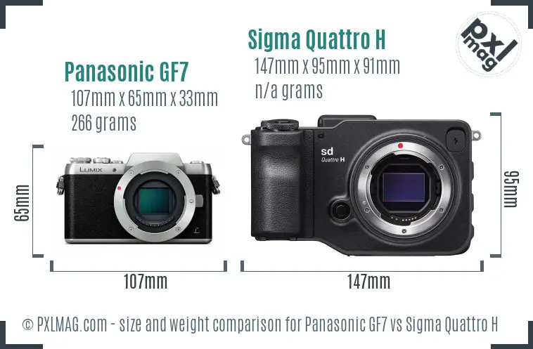 Panasonic GF7 vs Sigma Quattro H size comparison