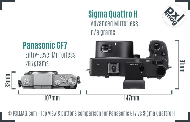 Panasonic GF7 vs Sigma Quattro H top view buttons comparison