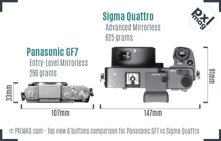 Panasonic GF7 vs Sigma Quattro top view buttons comparison