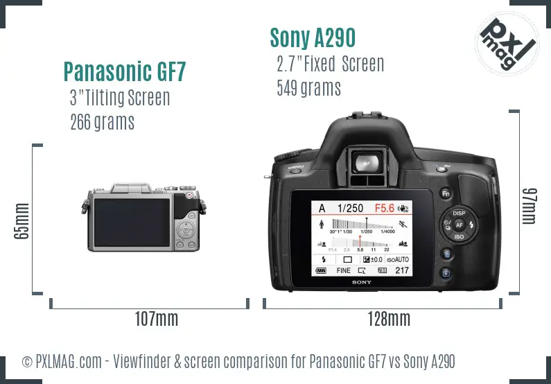 Panasonic GF7 vs Sony A290 Screen and Viewfinder comparison