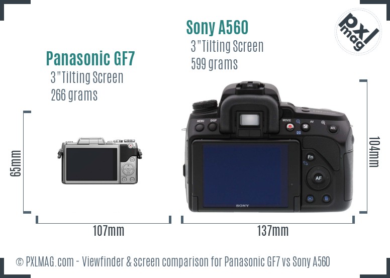 Panasonic GF7 vs Sony A560 Screen and Viewfinder comparison