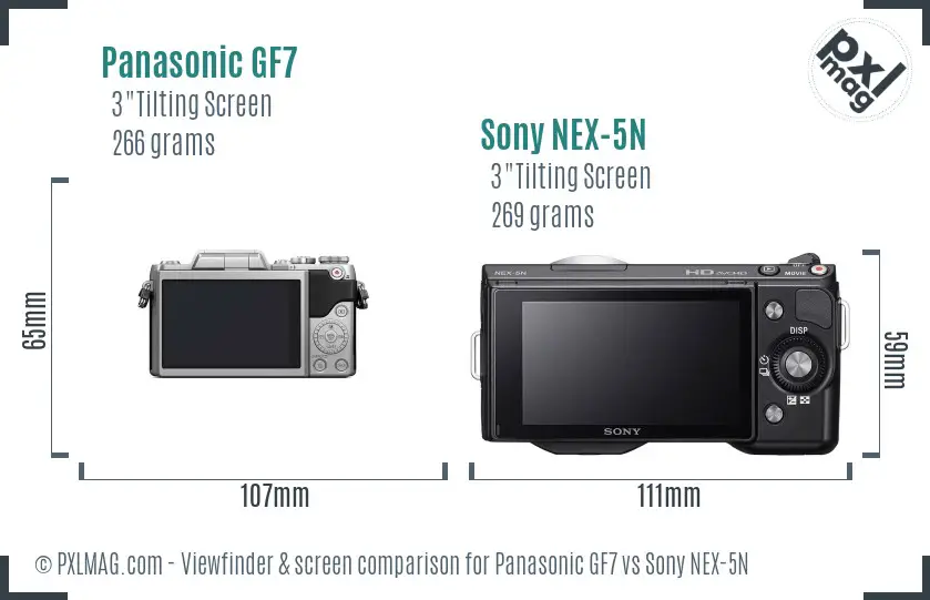 Panasonic GF7 vs Sony NEX-5N Screen and Viewfinder comparison