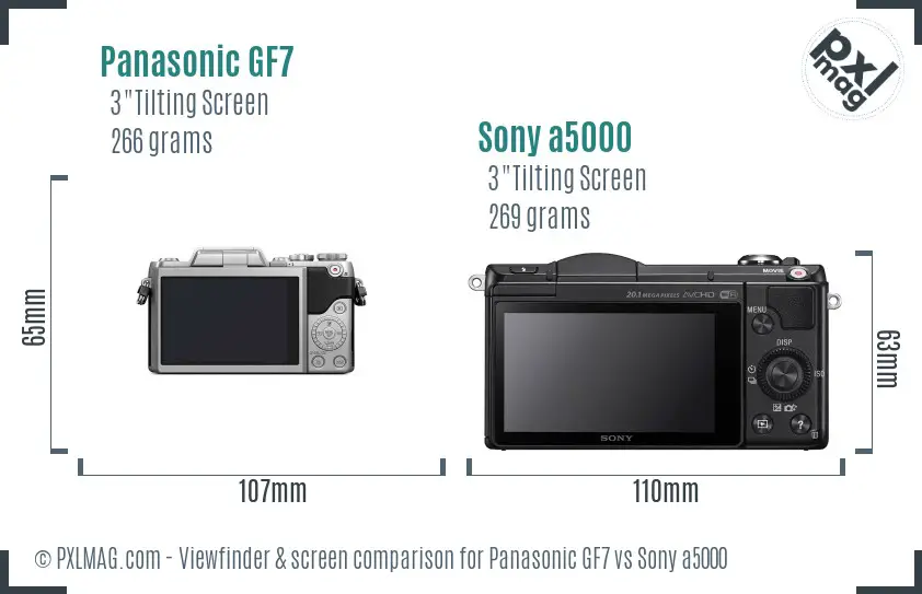 Panasonic GF7 vs Sony a5000 Screen and Viewfinder comparison Panasonic GF7 vs Sony a5000 Screen and Viewfinder comparison