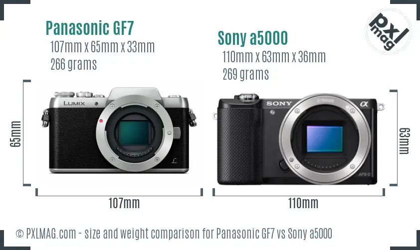 Panasonic GF7 vs Sony a5000 size comparison Panasonic GF7 vs Sony a5000 size comparison