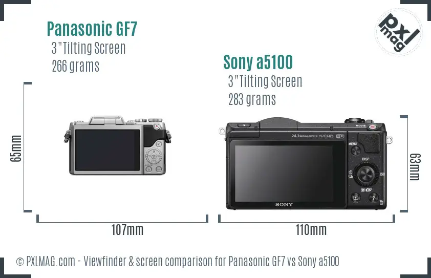 Panasonic GF7 vs Sony a5100 Screen and Viewfinder comparison
