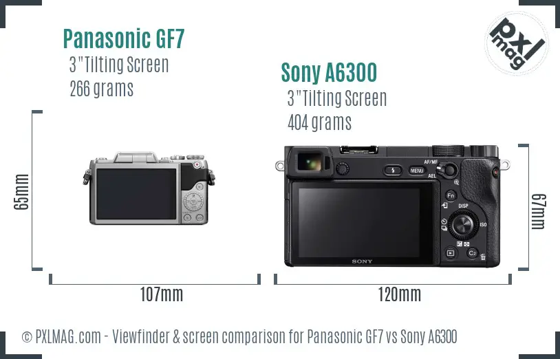 Panasonic GF7 vs Sony A6300 Screen and Viewfinder comparison Panasonic GF7 vs Sony A6300 Screen and Viewfinder comparison