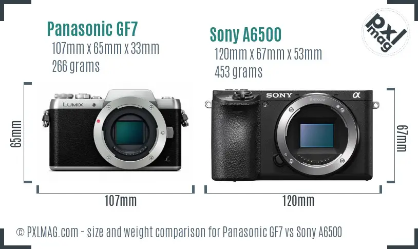 Panasonic GF7 vs Sony A6500 size comparison Panasonic GF7 vs Sony A6500 size comparison