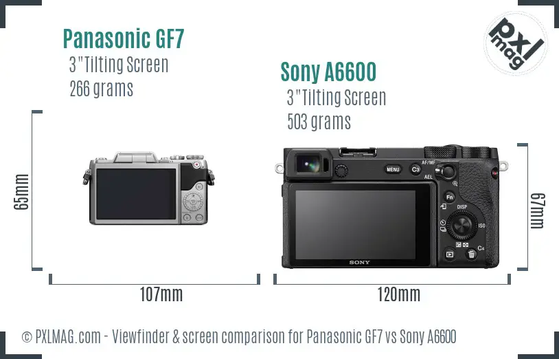 Panasonic GF7 vs Sony A6600 Screen and Viewfinder comparison