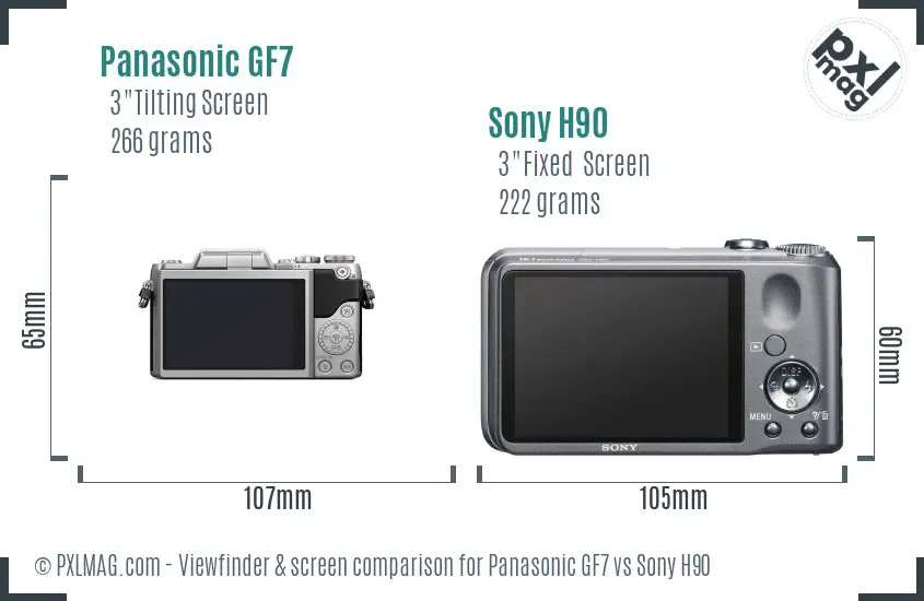Panasonic GF7 vs Sony H90 Screen and Viewfinder comparison Panasonic GF7 vs Sony H90 Screen and Viewfinder comparison