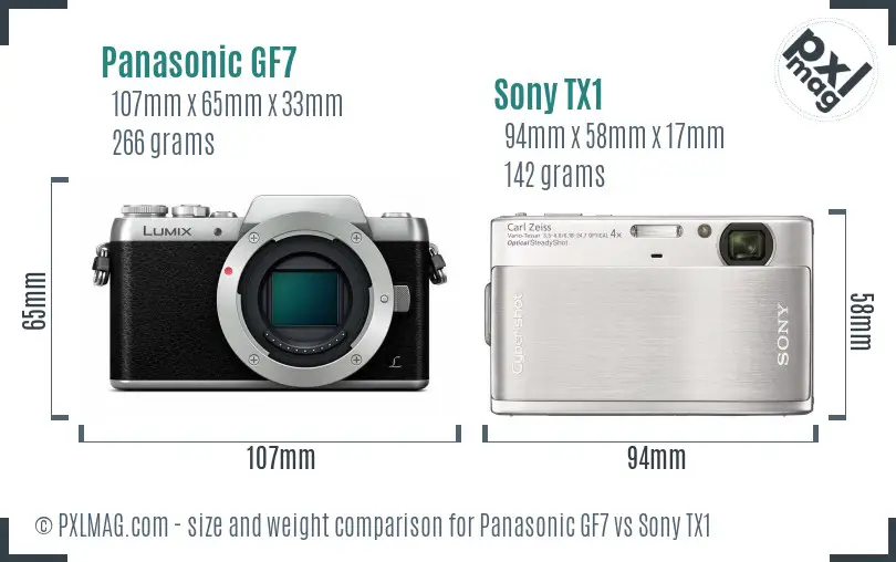 Panasonic GF7 vs Sony TX1 size comparison Panasonic GF7 vs Sony TX1 size comparison