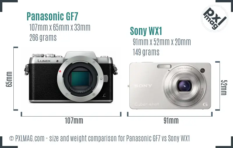 Panasonic GF7 vs Sony WX1 size comparison Panasonic GF7 vs Sony WX1 size comparison