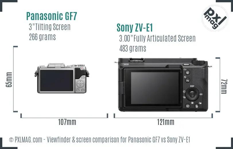 Panasonic GF7 vs Sony ZV-E1 Screen and Viewfinder comparison