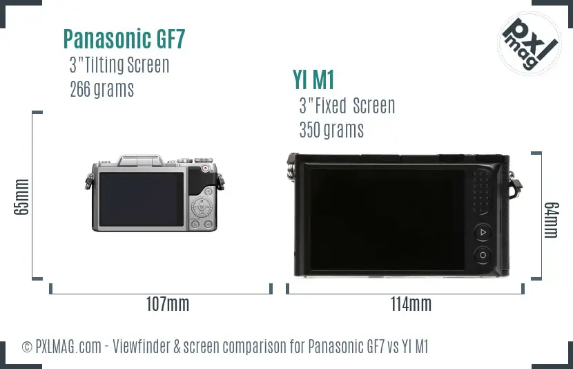 Panasonic GF7 vs YI M1 Screen and Viewfinder comparison