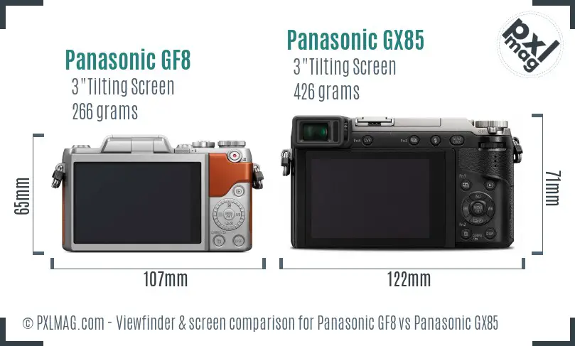 Panasonic GF8 vs Panasonic GX85 Screen and Viewfinder comparison