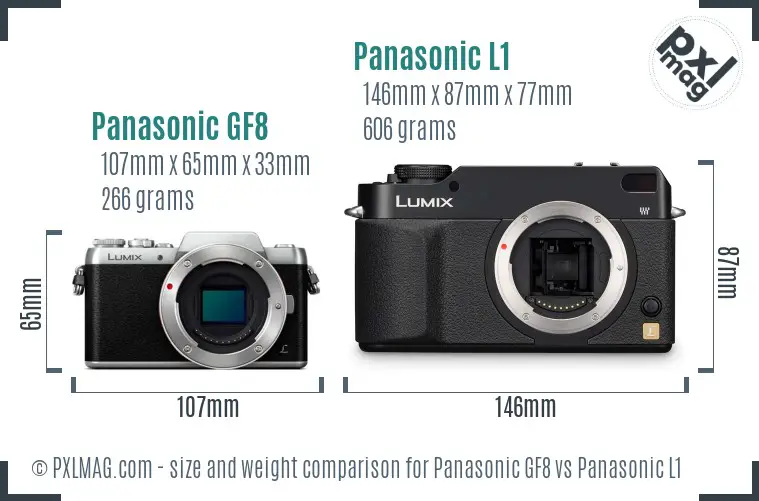 Panasonic GF8 vs Panasonic L1 size comparison