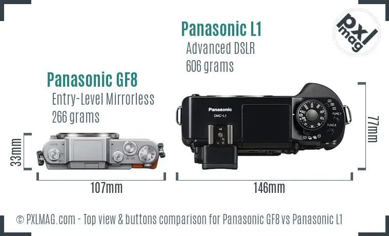 Panasonic GF8 vs Panasonic L1 top view buttons comparison