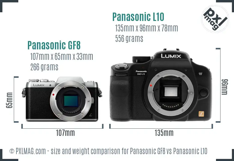 Panasonic GF8 vs Panasonic L10 size comparison