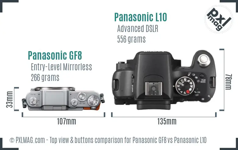 Panasonic GF8 vs Panasonic L10 top view buttons comparison