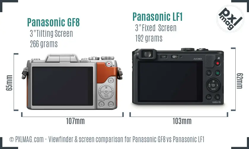 Panasonic GF8 vs Panasonic LF1 Screen and Viewfinder comparison