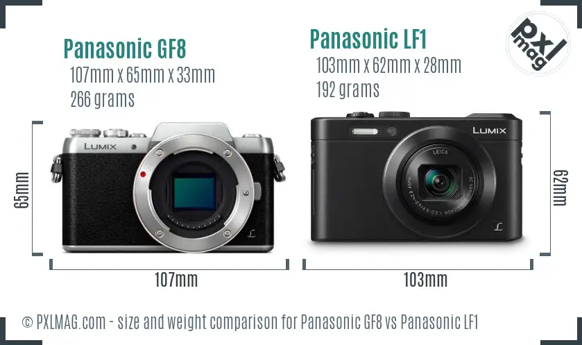 Panasonic GF8 vs Panasonic LF1 size comparison