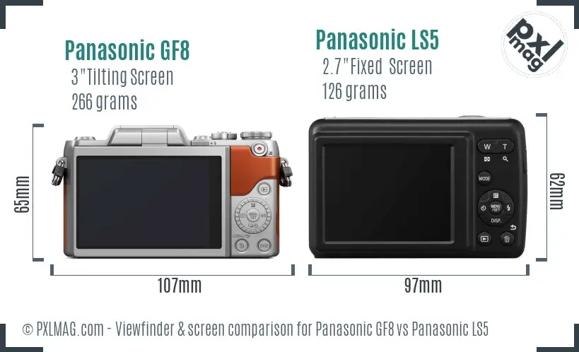 Panasonic GF8 vs Panasonic LS5 Screen and Viewfinder comparison