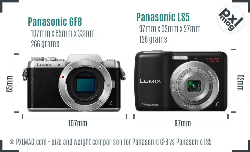 Panasonic GF8 vs Panasonic LS5 size comparison