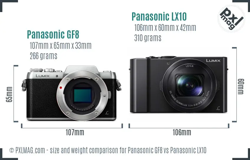 Panasonic GF8 vs Panasonic LX10 size comparison
