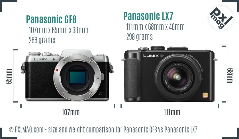 Panasonic GF8 vs Panasonic LX7 size comparison