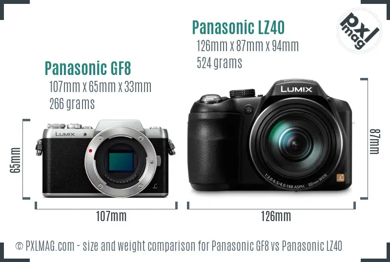 Panasonic GF8 vs Panasonic LZ40 size comparison