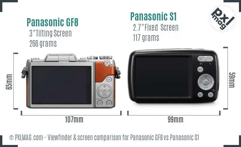 Panasonic GF8 vs Panasonic S1 Screen and Viewfinder comparison