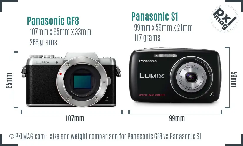 Panasonic GF8 vs Panasonic S1 size comparison