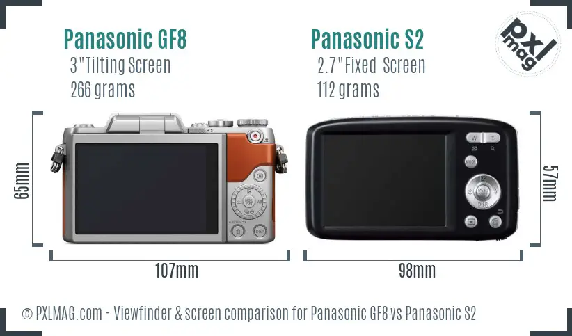 Panasonic GF8 vs Panasonic S2 Screen and Viewfinder comparison
