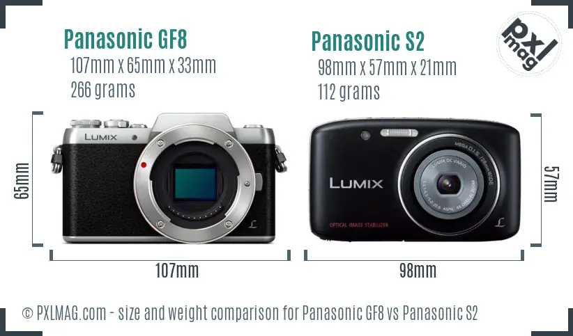 Panasonic GF8 vs Panasonic S2 size comparison